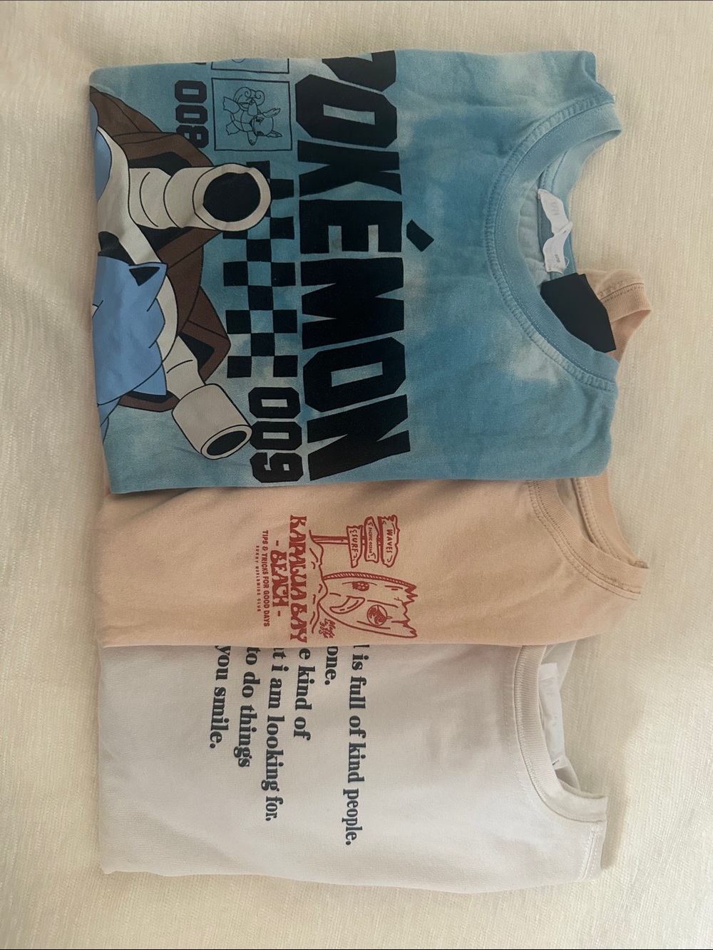 Zara Blue Pokémon Graphic Tee with Beige and White Layered Tees